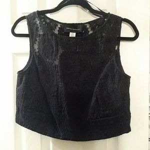 Black lace crop top